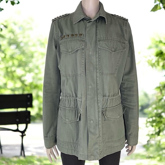 Mudd Army Green Studded Military Jacket - Picture 7 of 17